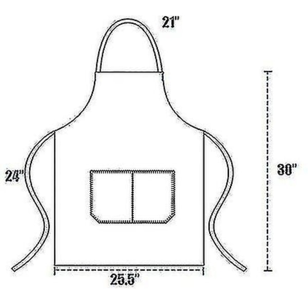 12 Pakke Almindelige Bib Forklæder med 2 Lommer - Sort Unisex Kommercielt Forklæde Bulk-Xin White