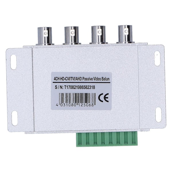 4-kanals AHD/CVI/TVI/CVBS Passiv Video Twisted Pair Transceiver 720P 1080P HD BNC RJ45 UTP-omvandlare till Förbättrad Signal Balun-xindaren