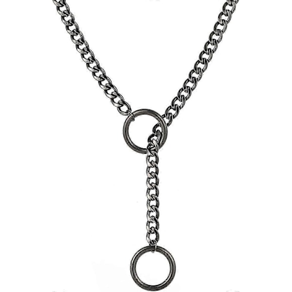 Hjerte O-ring Slip Kæde Halskæde til Kvinder Rustfrit Stål Cubansk Kæde Hjerte Halskæde Punk Rock Krave Halskæde Håndlavet Justerbar Lariat-Xin Black Ring