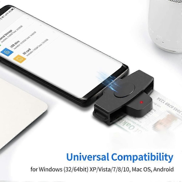 ROCKETEK CSCR3 Type-C Älykäs CAC-kortinlukija IC ID SIM Pankkikorttisovitin kannettaville tietokoneille, Android-puhelimille - Xin