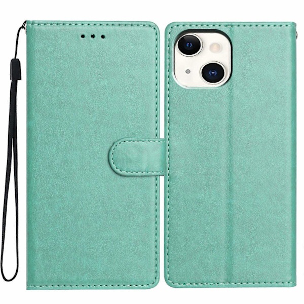 Kompatibel med iPhone 13 Läder Plånboksfodral Ställskydd med Praktisk Rem - xindaren Green