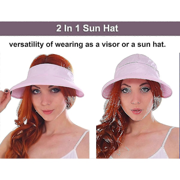 Hatter for kvinner Upf 50+ Uv Solbeskyttende Konvertibel Strandvisirhatt-Xin Pink