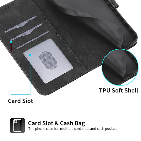 iPhone 12 Fodral, Läderplånboksfodral (med axelrem) - Xin Black