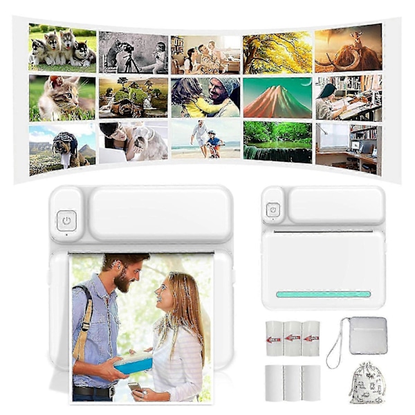 Kannettavat Bluetooth-lämpötulostimet 57mm Mini Langattomat POS-lämpökuvatulostimet Yhteensopiva Android IOS -matkapuhelimien kanssa - xindaren Blue