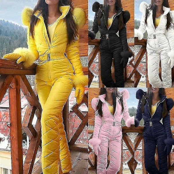 Vintervarma Skidkläder för Kvinnor - Utomhussportsbyxor Vattentät Jumpsuit - Xin Yellow S