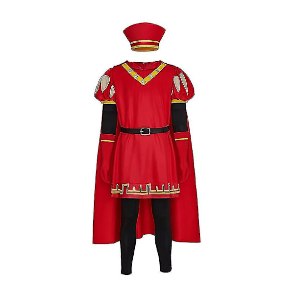 Shrek Cosplay Lord Farquaad Kostym Herr Farquaad Kläder Röd Kappa Huvudbonad Hatt Halloween Jul Karneval Kostym-Xin L