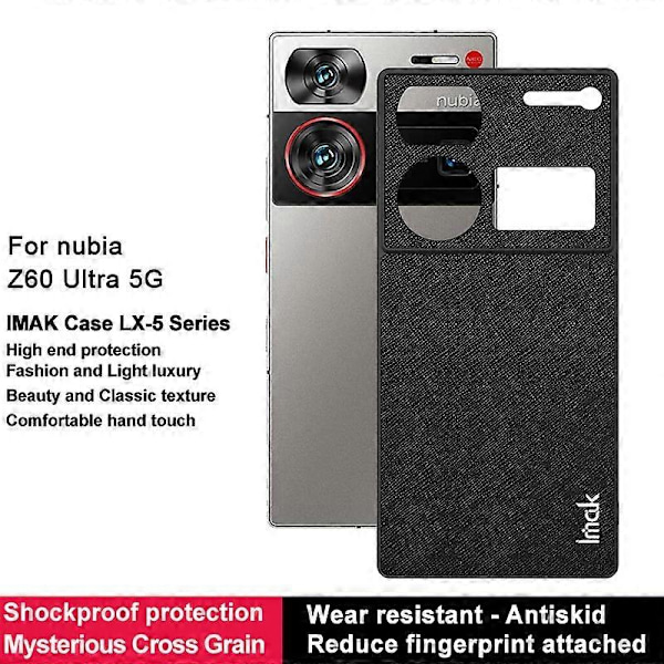IMAK LX-5 serie for ZTE Nubia Z60 Ultra mobiltelefon deksel PU+TPU+PC bakdeksel-Xin Cross Texture