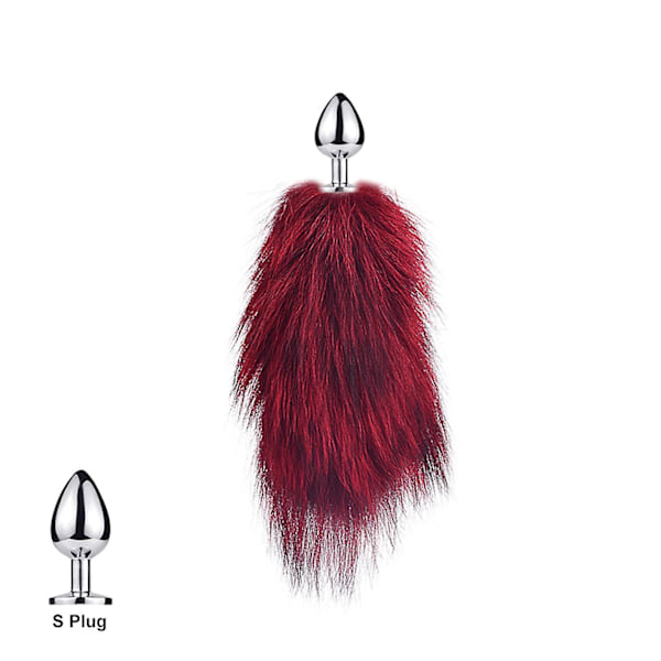 Haleplugg Foxehale Katte Små Rekvisitter Ekte Hår Liten Hale Avtakbar Hund Lek Sp-Xin Wine Red S