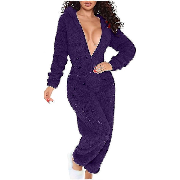 Seksikäs Aikuisten Yksikokoinen Pyjama Naisille, Lantion Läppä, Villainen Huppu, Yksikokoinen Pyjama Naisille, Pehmeä Pyjama - Xin Purple XX-Large