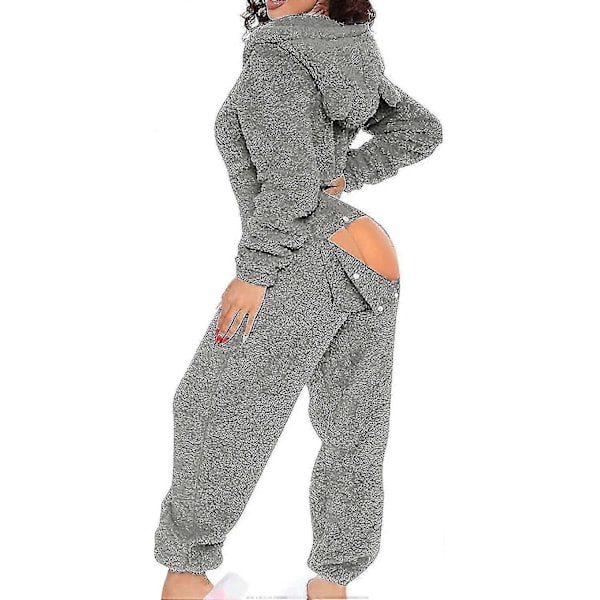 Seksikäs Aikuisten Yksikokoinen Pyjama Naisille, Lantion Läppä, Villainen Huppu, Yksikokoinen Pyjama Naisille, Pehmeä Pyjama - Xin Gray Medium