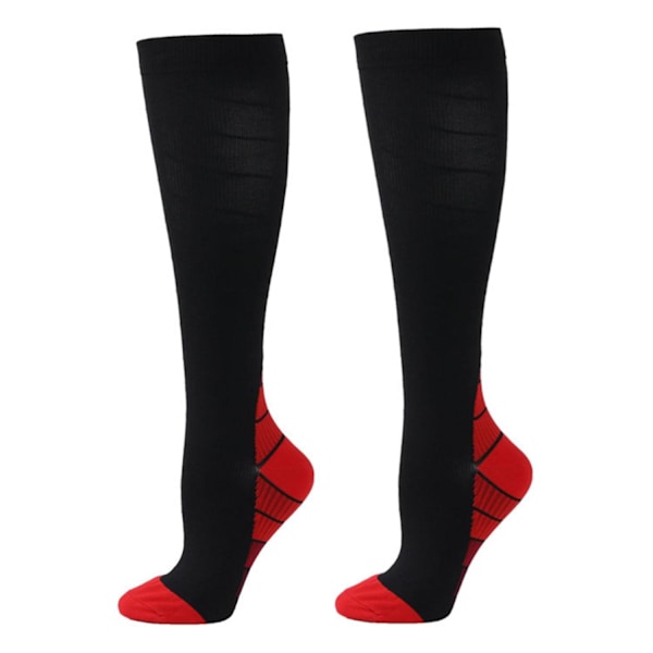 1 Par Sport Kompressionsstrumpor Hög Elasticitet Halkfri Stötdämpande Andningsbar Mjuk Unisex Löpning Benhinneinflammation Resor Fotboll Vadstrumpor-Xin Red M