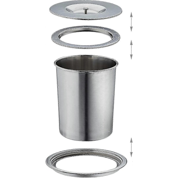 Benkeplatebøtte, 8 L, Innebygd, Rustfritt Stål, Organisk Avfall, med Lokk, Hxd 25 X 27 Cm, Sølv-xindaren