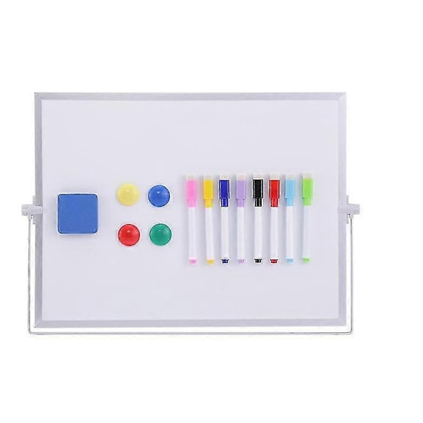 Whiteboard, 40,6 cm x 30,5 cm Stort Magnetisk Skrivebrett med Stativ, 10 Mar-xindaren