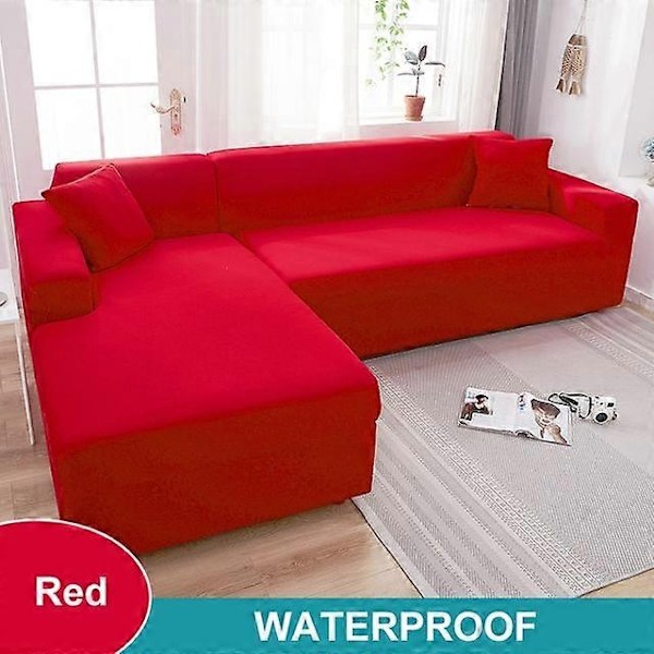 Vanntett Sofatrekk 1/2/3/4 Seter Sofatrekk for Stue Elastisk Solid L-formet Hjørnesofatrekk for Sofa Stol - Xin red 2 Seater 145-185cm