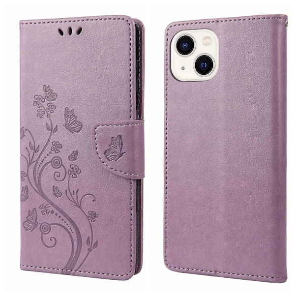 Fjärilsblommiga PU-telefonfodral för iPhone 14-Xin