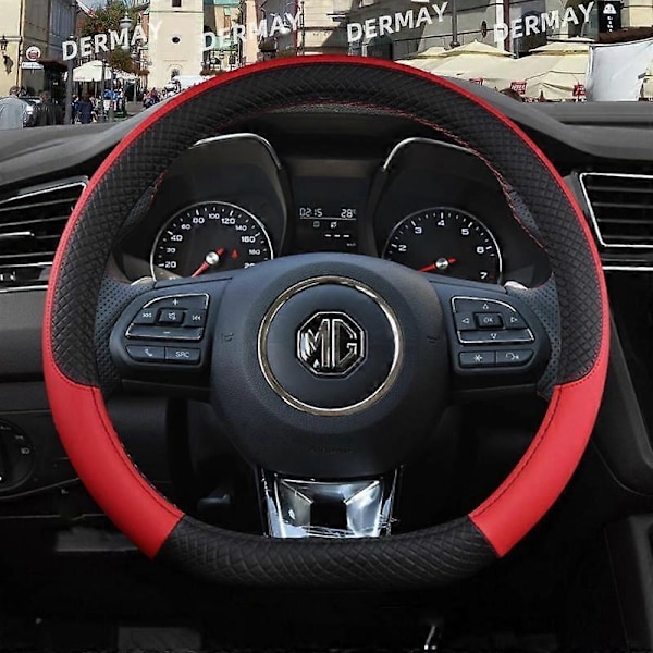 Passer til MG HS ZS EV MG3 3SW MG5 MG6 MG7 ZR EHS EZS GT 9 Farver Bil Ratdæksel PU Læder Anti-slip Autodele - Xin D shape Red