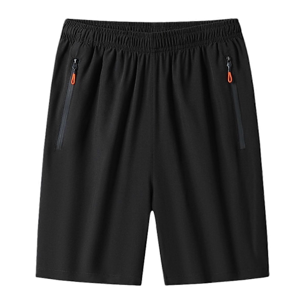 Treningsshorts for menn med glidelåslommer, vaskbare high-stretch bukser for treningsstudio - Xin Black XL
