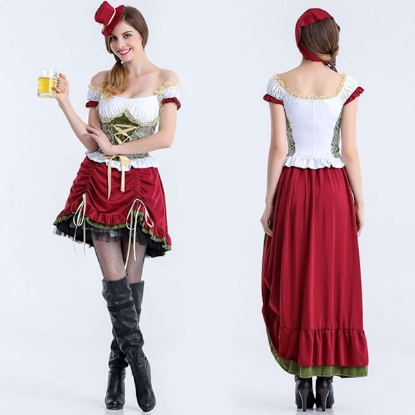 Uudet Oktoberfest-asut naisille, Saksalaisten asujen mekot Baijerilaiset Dirndl-mekot Oktoberfest-asut -Xin White M