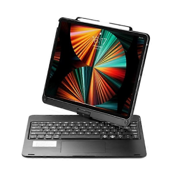 Kompatibel med iPad Pro 12.9 tommer 2022/2021/2020/2018 Nettbrett Bluetooth berøringstastatur med bakgrunnsbelysning 360 graders rotasjon-xindaren Black