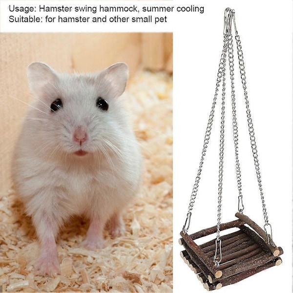 Trä Hamster Gunga Hängmatta Litet Husdjursleksak Molar Tillbehör Bur Tillbehör-Xin