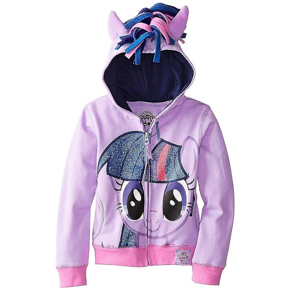 Barn Flickor Pojkar My Little Pony Regnbågshuvtröja Jacka Vingar Randig Tröja Twilight Dash Huvad Kappa-Xin Purple 7-8 Years