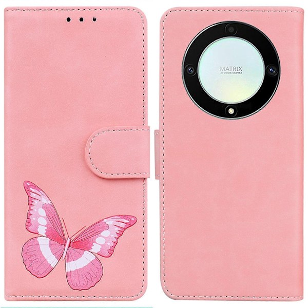for Honor Magic 5 Lite 5G / X40 5G/X9a 5G Sommerfugl Print Fuld Beskyttelse Cover Læder Wallet Stand Telefon Case-Xin Pink