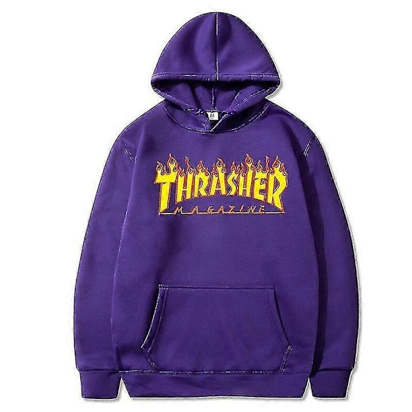 Thrasher Genser Flame Sweatshirt Casual Topp Motetrykk Hoodie | Fruugo Au-Xin Purple L