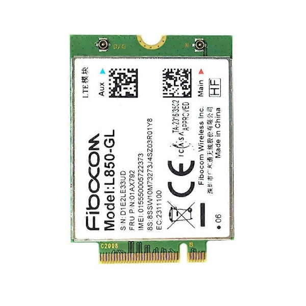 4G LTE langaton moduuli L850-GL ThinkPad X1 Carbon Gen6 X280 T580 T480s L480 -malleille