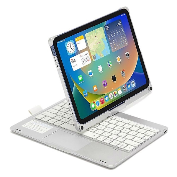 för iPad 10.9 (2022) Trackpad Bakgrundsbelyst Tangentbord med Tablet Fodral-Xin Silver