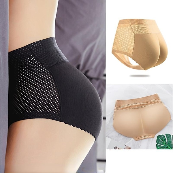 Dameundertøj med Polstring, Sømløs Butt Lifter Hofteforstærker Trusser, Hofte Pad Shapewear-Xin Black mid-waist L