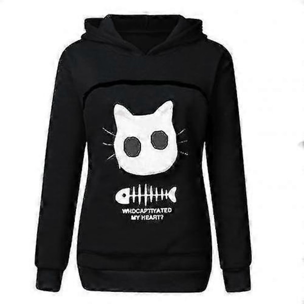 Collegepaita Kissaihmisille Huppari Kenguru Koira Lemmikin Tassu Villapaidat Halipussi Collegepaita Tasku Eläinkorva Hupullinen-Xin Black XL