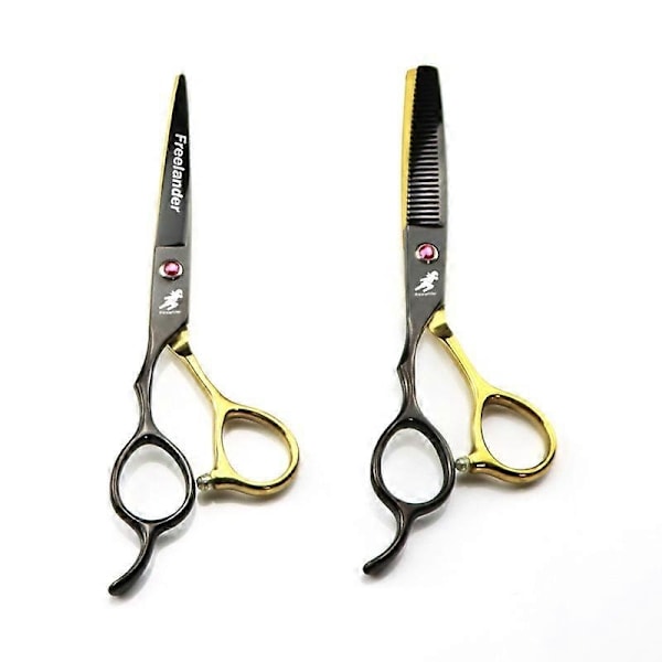 6.0 Tum Svart Guld Vänsterhands Klipp Platt Klipp Rakt Klipp Tunn Klipp Vänsterhänta Saxar Professionell Vänster Hand-xindaren Black Gold Flat Scissors