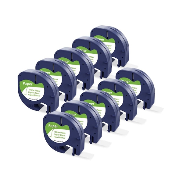 10 stk. 91200 91330 etikettape kompatibel med Letratag Plus Lt100h Lt100t Qx50 Refills sort på hvid Som vist-Xin As Shown none