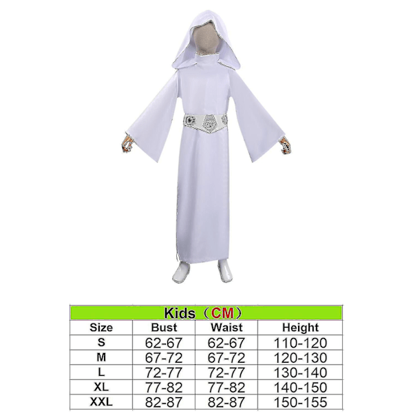 Carnival 2024 Børn Voksen Rumkamp Prinsesse Kostume Fancy Dress Party Tøj Hvid Robe Rolleleg Leia Cosplay Kostume-Xin Kids XXL