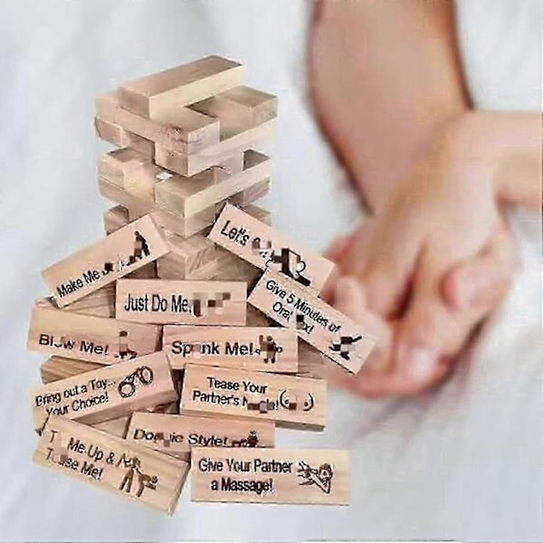 48 stk Super Naughty Block Tower Spill Morsomt Par Stabletårn med Spørsmål og Utfordringer Valentine Tumbling Tower-Xin