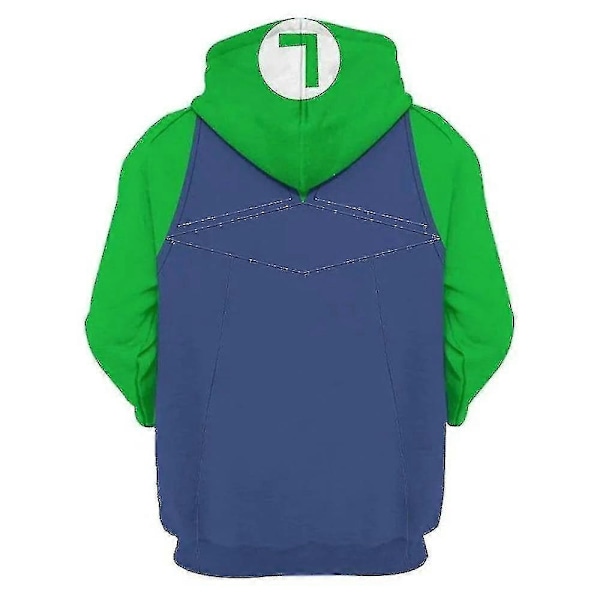 2023 Mario 3D Hættetrøje Unisex Kvinder Mænd Hættetrøje Sweatshirt Pullover Top Cosplay Kostume Gave-Xin Luigi XL