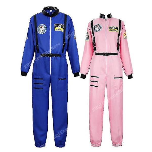 Astronautin puku avaruuspuku aikuiselle cosplay-asuun vetoketjullinen Halloween-asu pari lentohyppyasu pluskokoinen univormu-Xin Blue for Men XL