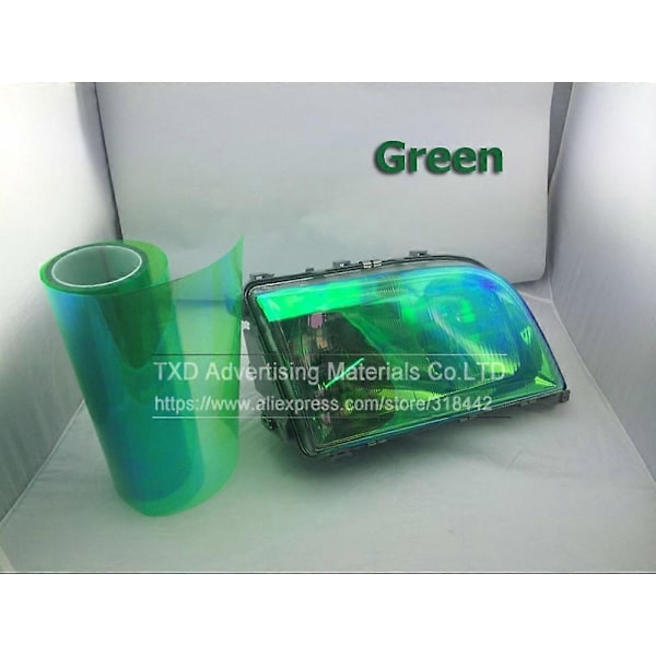 Farvebil Farveskiftende Film 1 stk. Kameleon Forlygte Baglygte Vinyl Toning Sticker Lysfilm Wrap 30X60CM/100CM-Xin green 30CM X 120CM