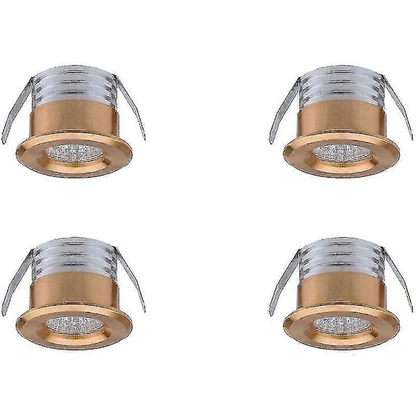 Set med 4 Mini Infällda LED-Spotlights, 3 W, Varmvitt Guld-Xin