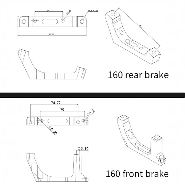 R160P-D Bakre Flat-Mount till Post-Mount Bromsok Adapter för 160mm Rotor Väg Skivbroms FM till PM-Xin