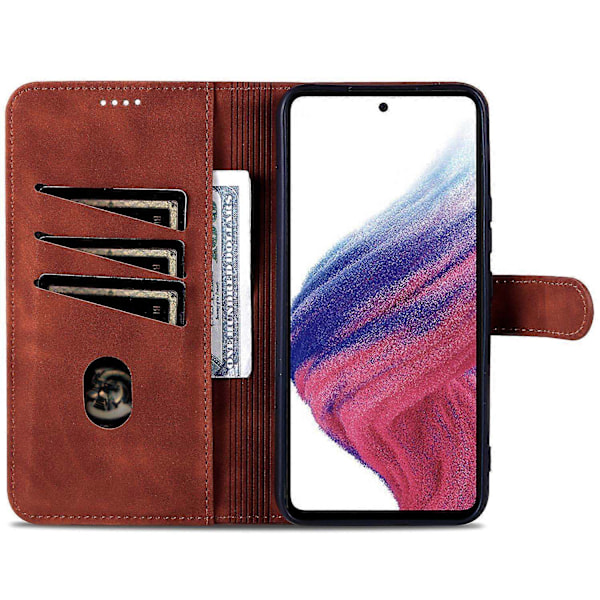 Samsung Galaxy A55 5G Nahkakotelo Lompakko Puhelimen Suojakotelo Magneettilukko - Xin Brown