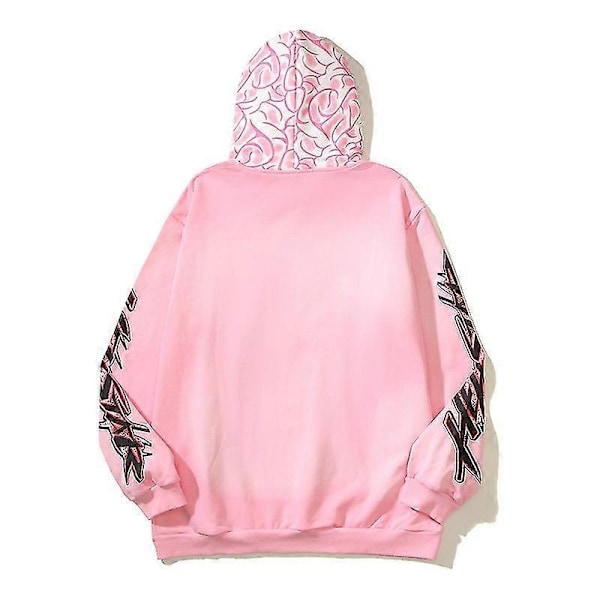 Takki Hellstar Brainwashed Hoodie Retro Mud Dye Huppari Flocking Miehet ja Naiset -NMAOV-Xin PINK M