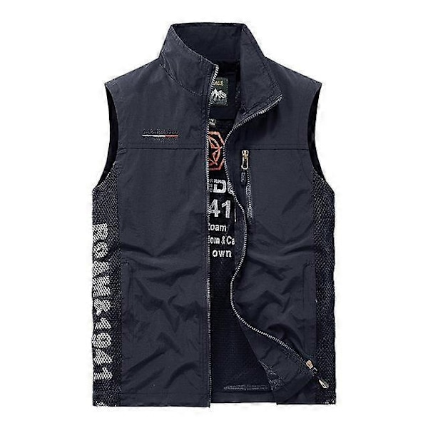 Herre Utendørs Sommer Arbeidsvest Vår Multi-lommer Taktisk Vest Stor Størrelse M-6XL Mann Vandring Fiske Ermeløse Jakker-xindaren blue XXL