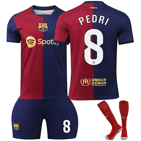 2425 Barcelona hjemmebanetrøje nr. 6 Gavi nr. 8 Pedri nr. 9 Lewandowski nr. 10 Messi nr. 19 Lamin Yamal og andre fodboldtrøjer sæt nr. 8 Pedri / -Xin No.8 PEDRI/White 20