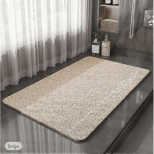 Brusematte til Indersiden af Brusebad, Luffasvamp Badematte Antislip Anti-Muld Antibakteriel Blød PVC Badekar Matte til Badeværelse Våde Bruseområder-Xin Beige2 W60 x L90cm