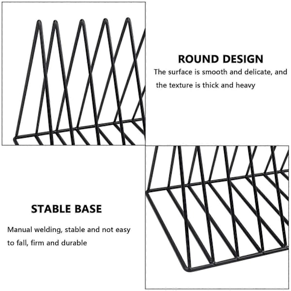Trekantet Skrivebord Oppbevaringsstativ, 9 Spor Metall Plateholder Stativ, Vinyl Rack Frittstående, Dokumentstativ, Multifunksjonell Skrivebordsorganisator -Xin