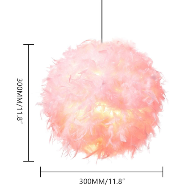 Fjäderlätt lampskärm för taklampa, fluffig lampskärm Lamp skärm Ljusskärm för bordslampa och golvlampa, sovrum diameter 30 cm, rosa-XIN