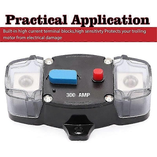 12-48V DC 300 Amp Sikring med Manuel Reset, 0-8 Gauge Trolling Stereo Audio Inline Sikring-Xin