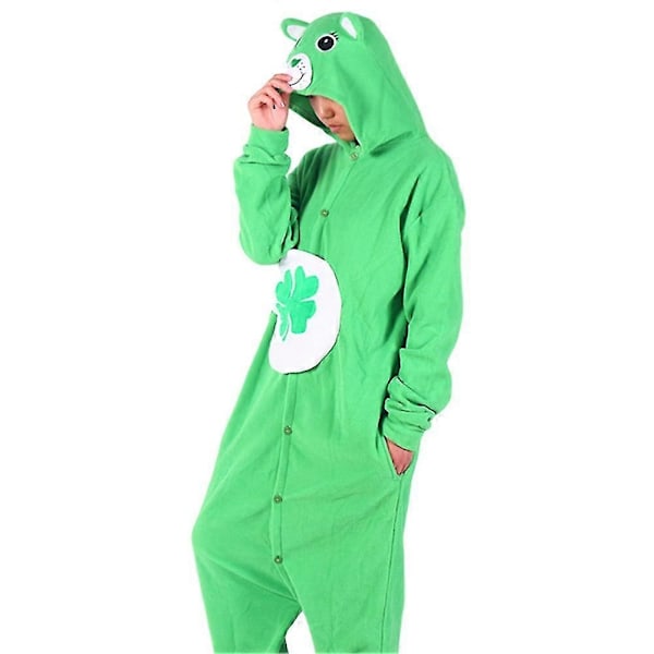 Tecknad Björn Onesie Pyjamas för Vuxna - Cosplay Kostym för Halloween - Mjuka Fleece Hemmakläder-Xin Green S