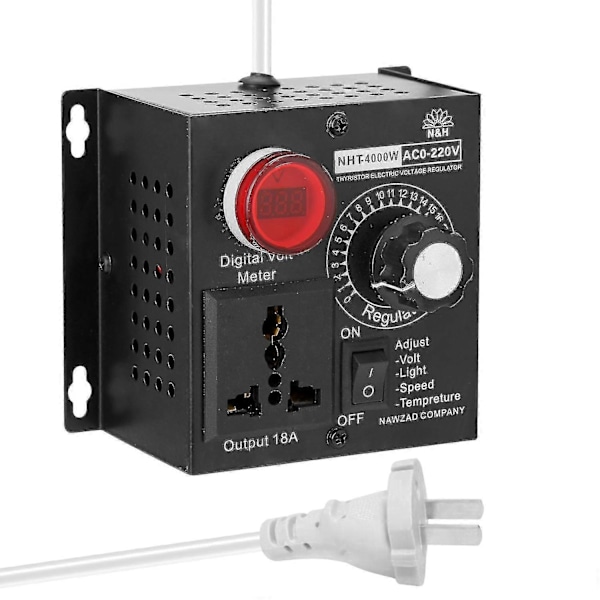 AC 220v 4000w Kompakt Variabel Spændingsregulator Bærbar Hastighed Temperatur Lys Spænding - Xin US Plug